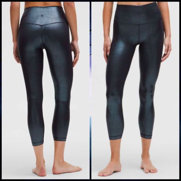 Lululemon Align High-Rise Ribbed Pant 25" Shine Foil Black Night‎ SIZE 8 NWT - Picture 1 of 8